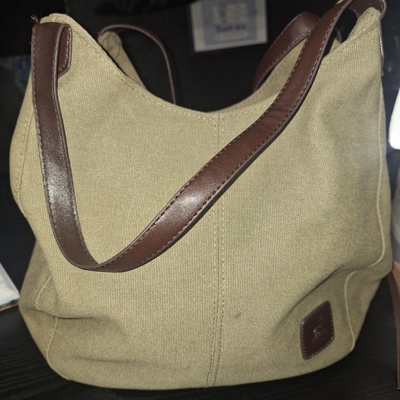 K2 CLASSIC Elegant Tan Tote Bag with Brown Accents** - Picture 4 of 9